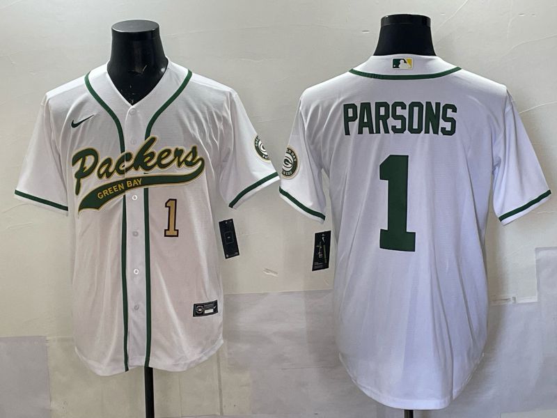 Men 2025 Green Bay Packers #1 Parsons white Joint Name Nike Limited NFL Jersey style 003->green bay packers->NFL Jersey